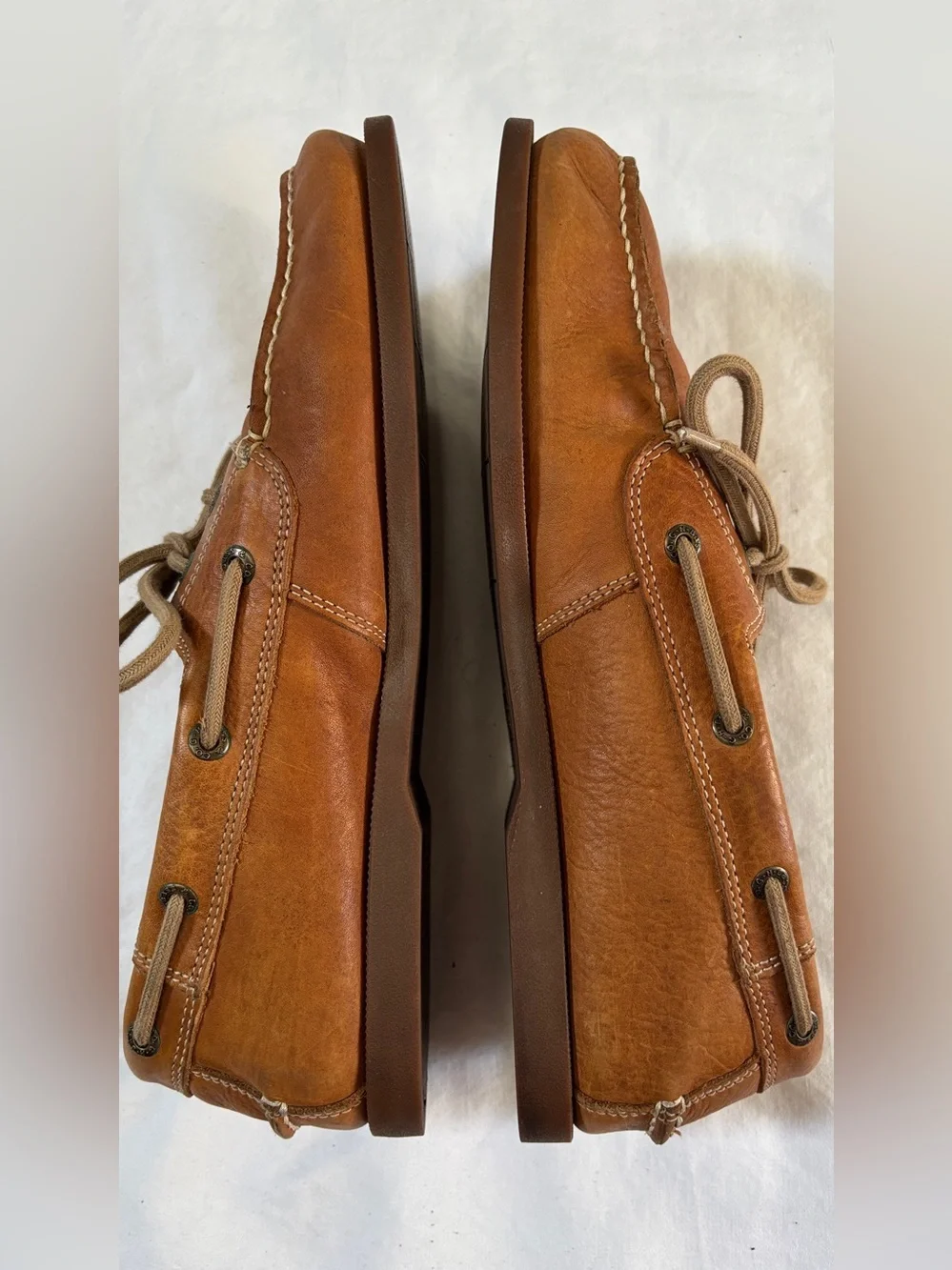 Bass & Co Men’s Leather Boat Shoes Brown Lace Up Moc Toe Size 10.5 M